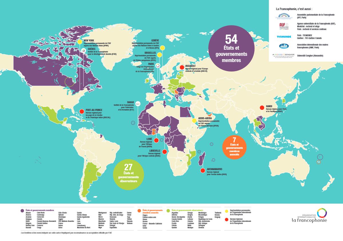 Carte : la francophonie dans le monde