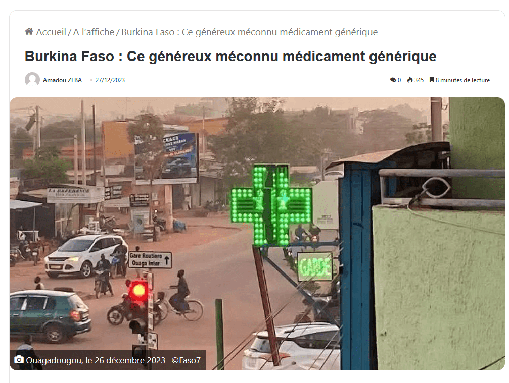 Burkina Faso : Ce généreux méconnu médicament générique